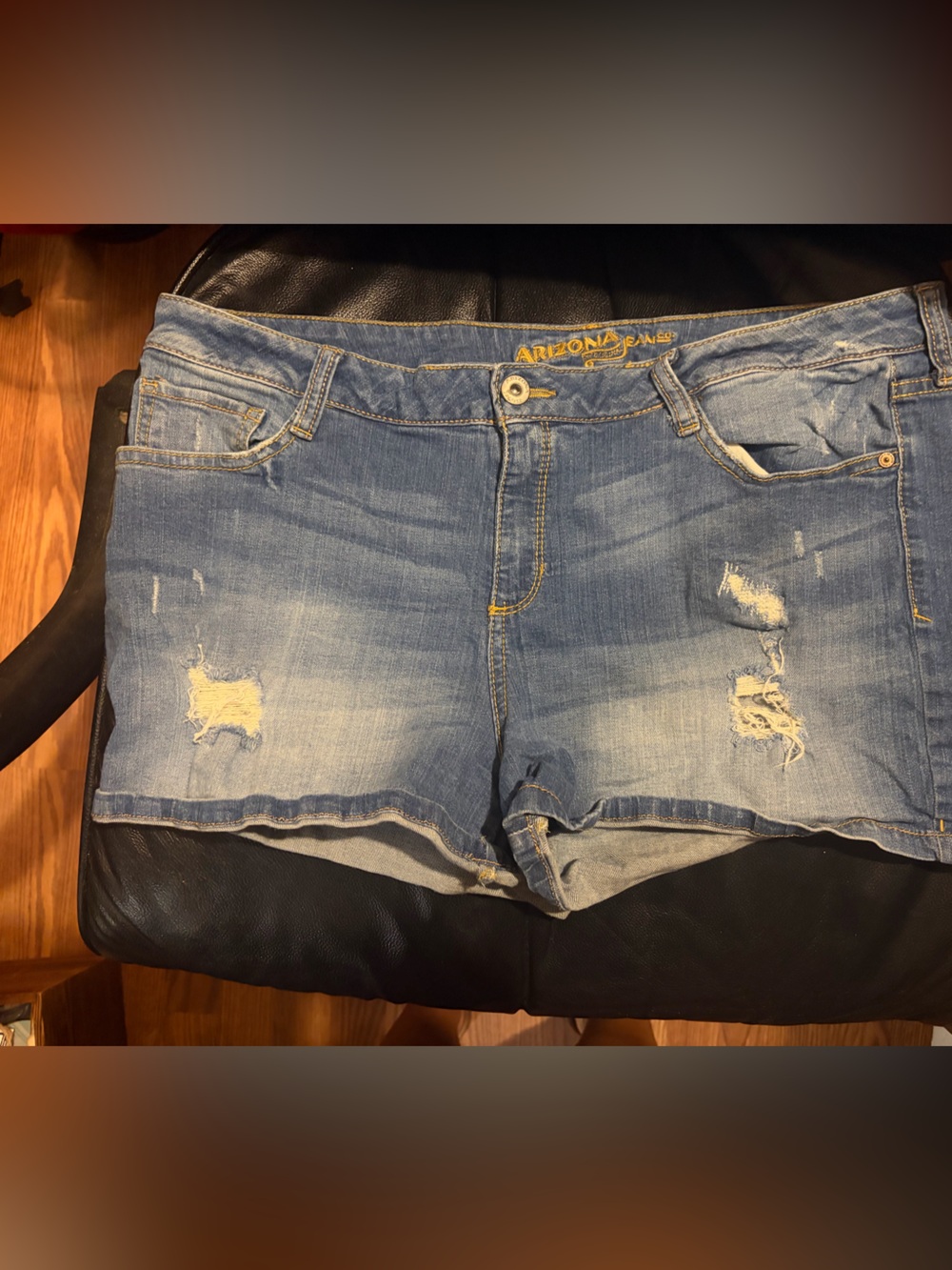 Arizona Jean Company Women's Light Blue Distressed Boyfriend Jeans